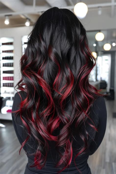 28 Red Highlights On Black Hair Hairstyles Thatll Have Everyone Asking ...