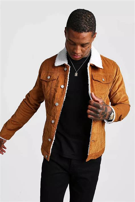 Corduroy Jacket With Borg Collar | BoohooMAN | Clothes shop men, Mens ...
