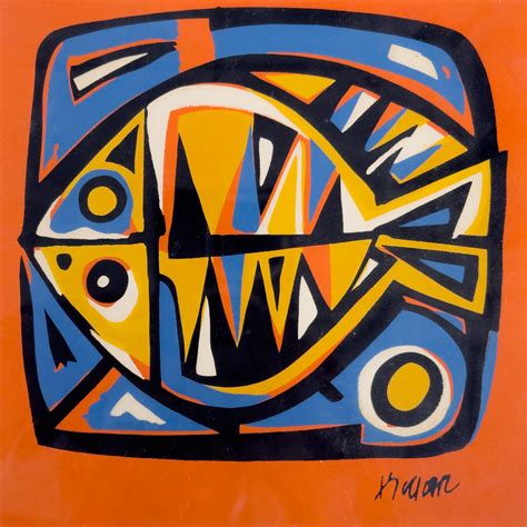 Ang Kiukok (1931 - 2005) - A framed reproduction of 'Fish'