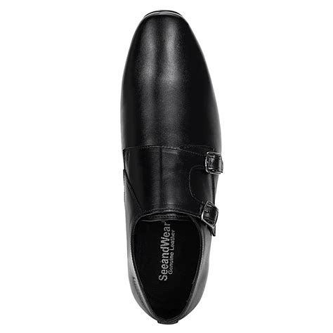 Black Double Monk Strap Shoes in India - SeeandWear