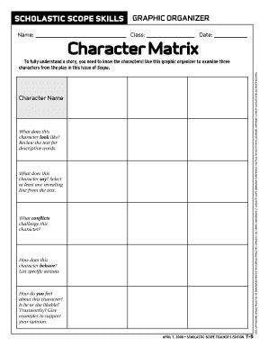 Character Matrix - Wikispaces - Fill and Sign Printable Template Online