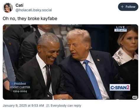 Trump And Obama Seen Laughing At Jimmy Carter's Funeral—Cue The Memes