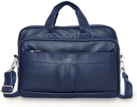 Buy Priority Navy Blue Faux Leather Laptop Bag for Men and Women ...