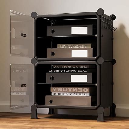BOXJOY 4 Shelf File Cabinet for Home and Office Black Rack with 2 ...