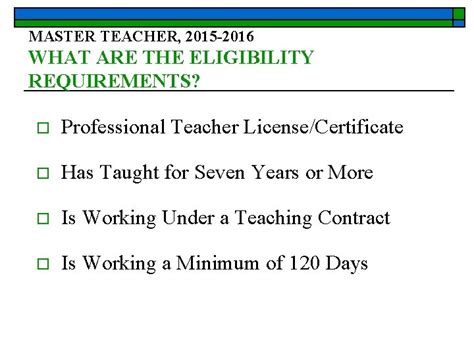 Image result for Master Teacher Program Requirements