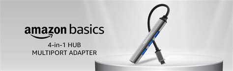 Amazon Basics 4-in-1 Hub Multiport Adapter, USB Type-C with Aluminium ...