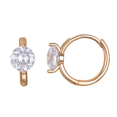 Emberly Rose Gold Tone Stone Huggie Hoop Earrings