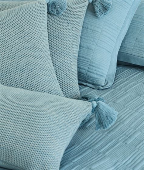 Harriet Cadet Blue & Alice Blue 100% Cotton Knitted With Polyester Fil ...