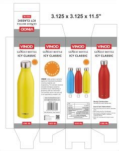 VINOD ICY Classic Stainless Steel Leak Proof Water Bottle Set of 3 1000 ...