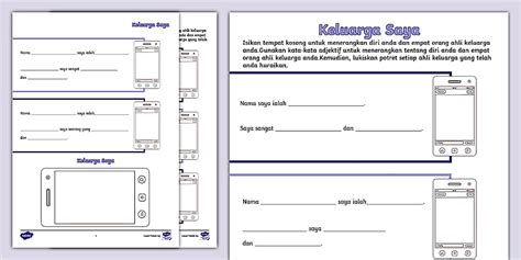 Lembaran Kerja Menggambarkan Ahli Keluarga - Kata Sifat Nama