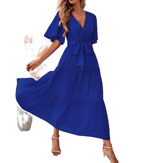 Royal Blue Casual Dress With Sleeves