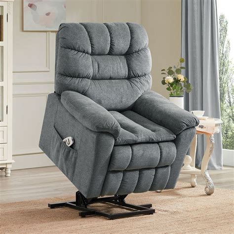 JASMODER Gray Upholstered Tufted Recliner with Lift Assistance ...