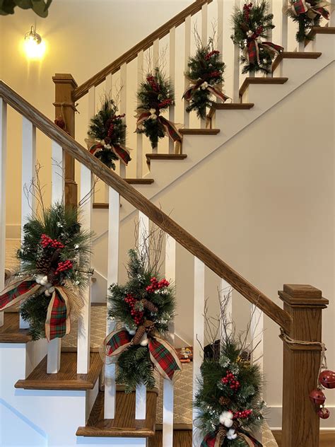 Staircase Christmas Clusters | Christmas staircase decor, Christmas ...