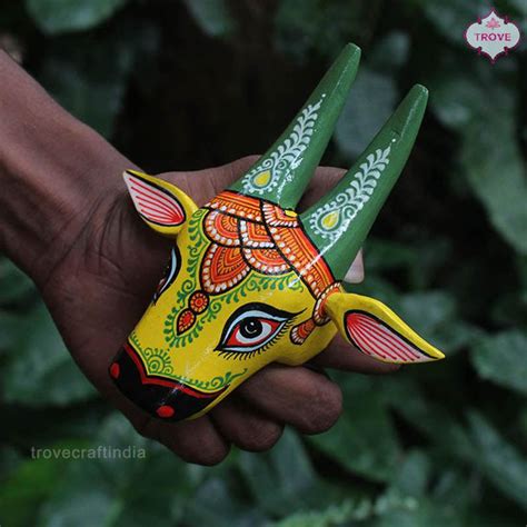 5 & 6 Inch - Mini Hand Painted Pattachitra Wooden Cow Head – Trove ...