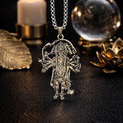 Panchmukhi Hanumanji Silver Plated Necklace – Mantraa