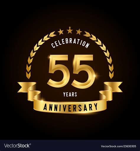 55 years anniversary celebration logotype golden Vector Image