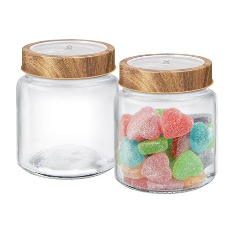 Treo Woody Radius 580 ML Storage Glass Jar Set | Transparent | Set of ...