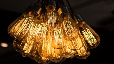 Wallpaper light bulbs, chandelier, electricity, light, incandescent ...