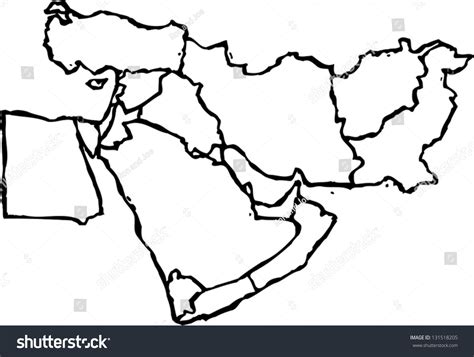 Black White Vector Illustration Map Middle: vector de stock (libre de regalías) 131518205