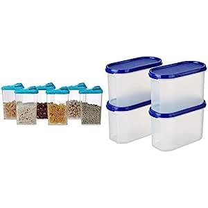 Buy Amazon Brand - Solimo Plastic Storage Containers with Sliding Mouth ...