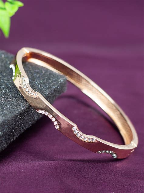 Rose Gold Plated American Diamond Studded Stainless Steel Bracelet – PRIVIU