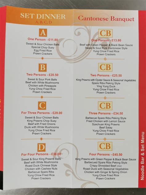 Menu at J.Wong fast food, Coalville