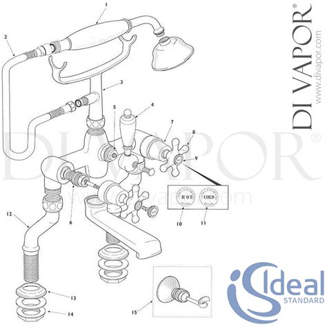 Ideal Standard Kingston Bath Shower Mixer Tap Spare Parts - IDL DV 244