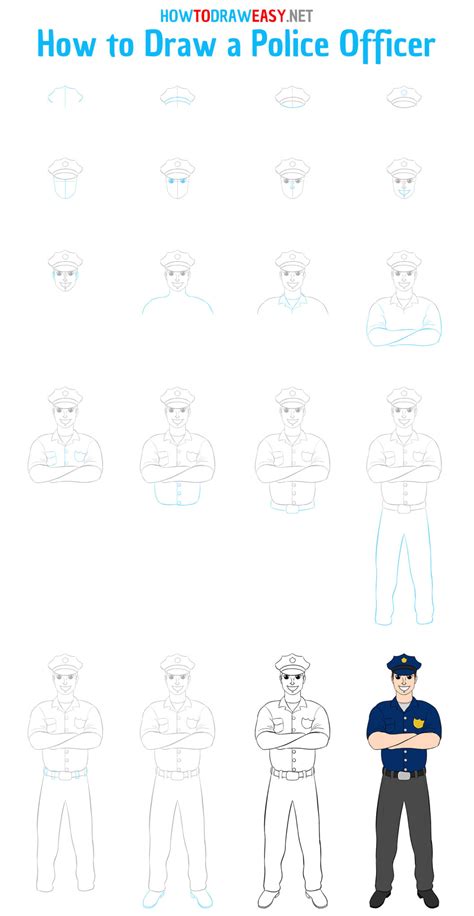 How to Draw a Police Officer Easy - How to Draw Easy