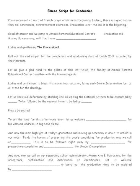 Graduation Script for Emcee Sample 的图像结果