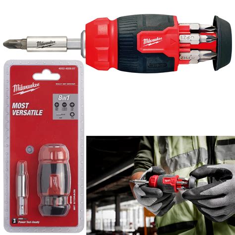 Milwaukee Compact Multi Bit Screwdriver Set 8 in 1 Stubby Pozi Phillip