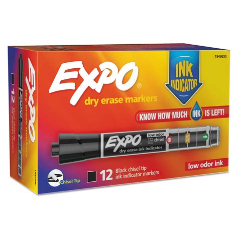 EXPO Ink Indicator Dry Erase Marker, Chisel Tip, Black, Dozen - Walmart.com