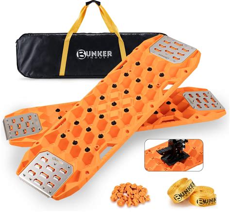 BUNKER INDUST Offroad Traction Boards with Jack Base,Pair 47.24" L x 14" W Recovery Tracks for ...