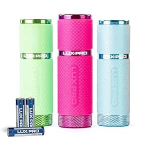 LUXPRO 3 Pack Mini Flashlights - LP395 Gel Glow in Dark - Aluminum LED ...