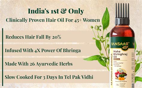 Buy Vansaar 45+ Hair Oil- 200ml | With Maha Bhringhraj | Clinically ...