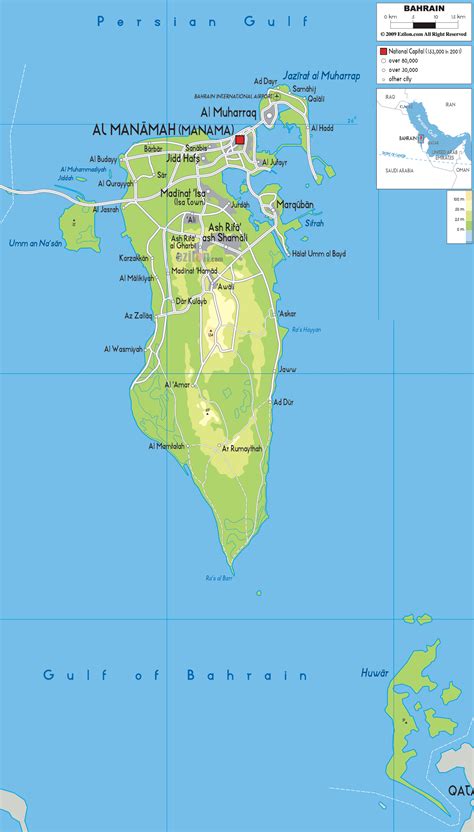 Physical Map of Bahrain - Ezilon Maps