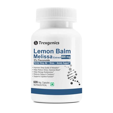 Trexgenics LEMON BALM 5% Flavonoids 500 mg Sleep, Relaxation, Mood ...