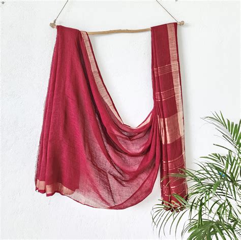 LINEN QUEEN - Linen Maroon With Silver Saree – Sanskruti