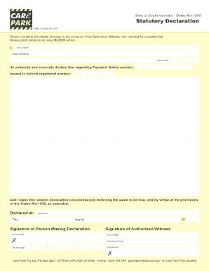 Image result for Statutory Declaration Form SA Example