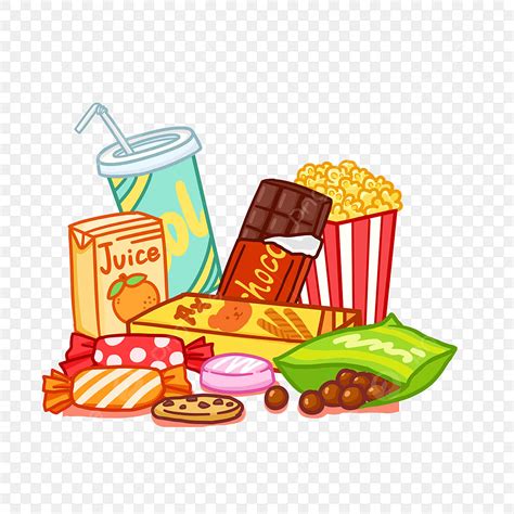 Hand Drawn Banner Clipart Vector, Hand Drawn A Bunch Of Delicious Snack ...