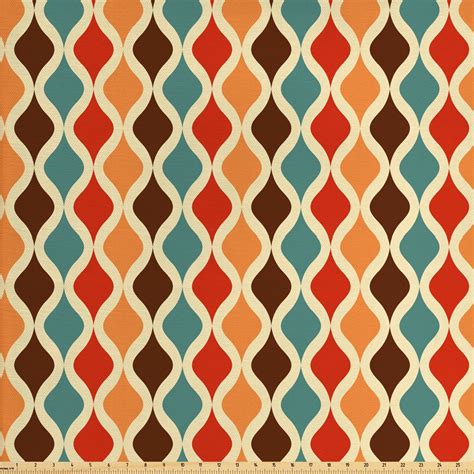 Retro Fabric by the Yard, Funk Different Vintage Pattern Composition ...