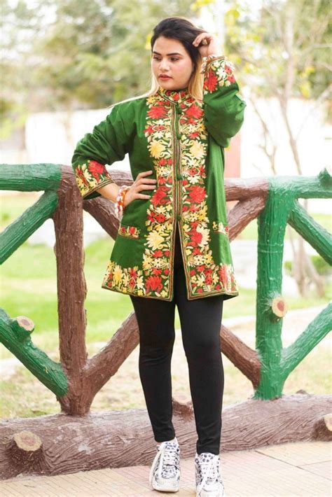 Green colour aari work embroidered short jacket with new designer