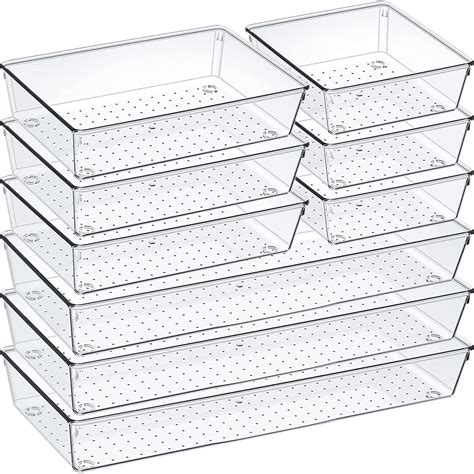 Amazon.com: 9 Pack Clear Plastic Drawer Organizer Set, Acrylic Non Slip ...