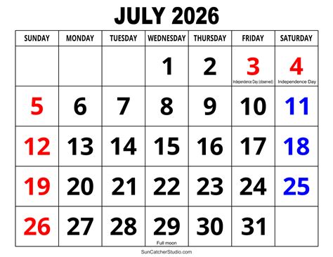 July 2026 Calendar Printable - Free Printable Templates