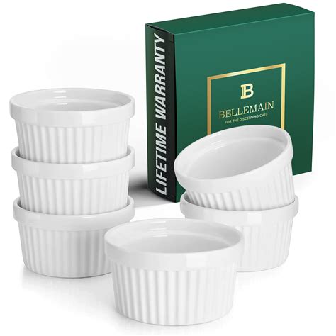 Buy Bellemain Creme Brulee 4 oz Ramekins | Mini Casserole Dish Set ...