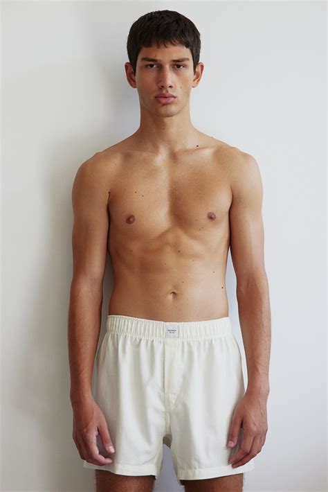 2-pack woven cotton flannel boxer shorts - White/Grey - Men | H&M IN