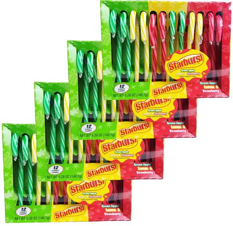 Starburst Sweet Hard Candy Canes 6 oz. 12 Ct for Christmas - Pack of 4 ...