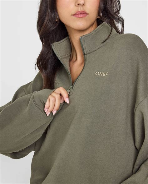 Quarter Zip Sweatshirt Women's Oversized - Green | Oner Active CA