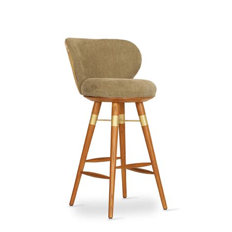 Bhrami - Ash/Oak/Beech High Chair, Golden PU, Stained | Alankaram