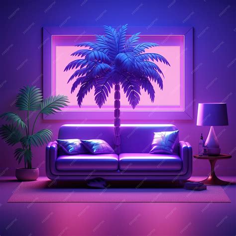 Premium AI Image | modern living room light neon color palette