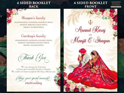 Sikh Wedding Guide & Sikh Ceremony Programs Punjabi Sikh - Etsy India